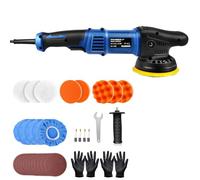 Lucidatrici Auto a Doppia Azione, Levigatrice per Auto 920W, Kit Lucidatrice a doppia azione, 2800-5800 RPM, 6 velocità variabili, Guanti, 5 x Spugne Lucidanti