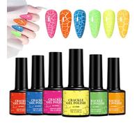 Lucidatura fluorescente a crackle - Tonalità UV vivaci, modello durevole - Gel manicure - Resistente al chip, finitura lucida decorativa | quotidiana, Salonsitzu