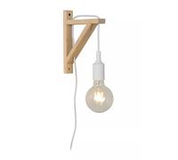Lucide Fix applique in legno, portalampada bianco Lucide