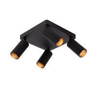 Lucide Faretto da soffitto Clubs, nero, a 4 luci, GU10, alluminio Lucide