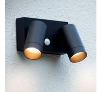 Lucide Faretto da parete per esterni Taylor Sensor, a 2 luci nero Lucide