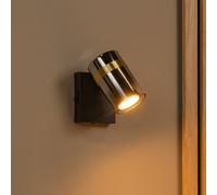 Lucide Faretto da parete Upton, Ø 6 cm, nero/grigio fumo, metallo/vetro Lucide