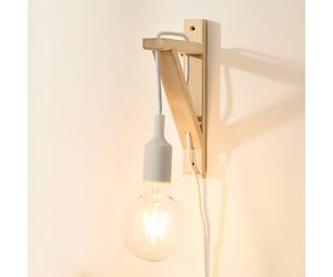 Lucide Fix applique in legno, portalampada bianco Lucide
