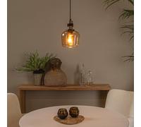 Lucide Lampada a sospensione Ilona, vetro, Ø 18 cm, nero/ambra, a 1 luce Lucide