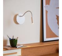 Lucide Faretto da parete a batteria LED Jolijn, bianco, braccio flessibile, Ø 11 cm, Lucide