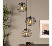 Lucide Lampada a sospensione Danza, 3 luci, tonda, nero Lucide
