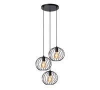 Lucide Lampada a sospensione Danza, 3 luci, tonda, nero Lucide