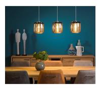 Lucide Lampada a sospensione lineare in metallo con 3 diffusore in vetro arroton