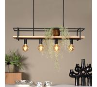 Lucide Lampada a sospensione Milonga, nera, lunghezza 100 cm, metallo/legno Lucide