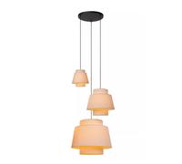 Lucide Lampada a sospensione rotonda con 3 diffusori in tessuto dal design moder