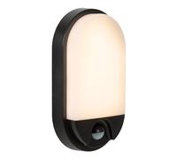 LUCIDE HUPS IR - Lampada da parete per interni/esterni - LED - 1 x 10 W 3000 K - IP54 - Sensore di movimento e giorno/notte - Nero