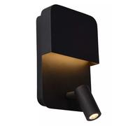 Lucide Lampada da parete per camera da letto con LED e presa USB Boxer Nero 3W L [EEK: G]