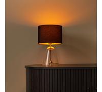 Lucide Lampada da tavolo grande con base in vetro e diffusore in tessuto Campana