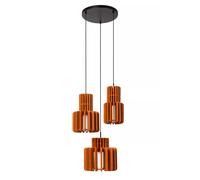 Lucide Lampadario moderno rotondo con 3 diffusori in vetro e tessuto microfibra
