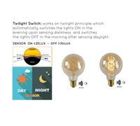 Lucide Lampadina LED E27 Globe 4W 2.200K ambra sensore Lucide