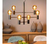 Lucide Lampadario Leanne – 6 luci, struttura in metallo regolabile in altezza, E27, nero