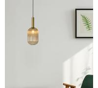 Lucide - Lampadario a sospensione, 40 W, colore: Ambra, ottone satinato