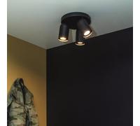 LUCIDE Punch, faretto da soffitto, diametro 21 cm, 3 x GU10, colore: nero