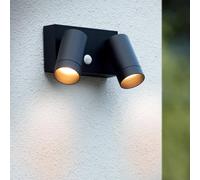 Lucide Faretto da parete per esterni Taylor Sensor, a 2 luci nero Lucide