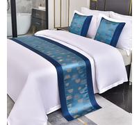 Lucido Bed Runner O Cuscino Cover Sciarpa Raso Albergo Camera Finta Seta Casa