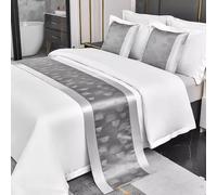 Lucido Bed Runner O Cuscino Cover Sciarpa Raso Albergo Camera Finta Seta Casa