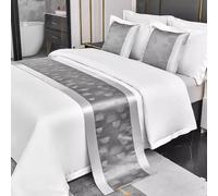 Lucido Bed Runner O Cuscino Cover Sciarpa Raso Albergo Camera Finta Seta Casa