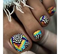 Lucido Francese Punte Unghie Finte Con Disegni Quadrato Press On Stick Toe Nails Donne Coperture Piene Colle Del Piede Nail Per Le Donne Punta Franc