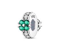 Lucido quattro Foglie Trifoglio Distanziale Perlina Fascino, Genuino 925 Sterling Silver Perline Fascino, Compatibile con per Braccialetto Pandora