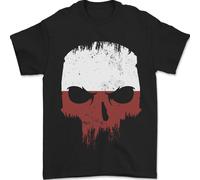 Lucido Teschio Polonia Palestra Bandiera Biker Uomo T-Shirt 100% Cotone