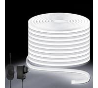 Lucienstar Strisce luminose al neon da 10 metri, strisce LED dimmerabili bianco 6000K, strisce LED flessibili e tagliabili da 24V, impermeabili IP65 per camera da letto, interni ed esterni