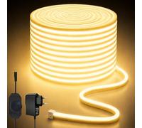 Lucienstar Striscia LED neon dimmerabile, luce calda impermeabile，15M | 3000K, in silicone, ritagliabile, flessibile, 24V, adatta per cucine, camere da letto, soggiorni e decorazioni esterne