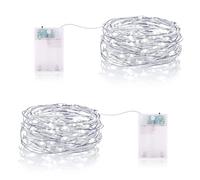 Lucine Led Decorative a Batteria 3 Metri 9.85FT 30LED Luci Stringa Led a Batteria Ghirlanda Luminosa Interni Esterni per Natale Casa Feste (2 Pezzi, Bianco Freddo)