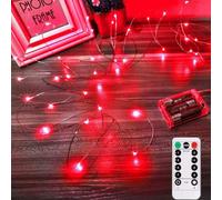 Lucine Led Decorative a Batteria,5M 50 LED Filo Luci Natale Led, Fairy Lights, 8 modalità telecomando timer luminosità regolabile per San Valentino, terrazze, Halloween, Natale, decorazione (Rosso)