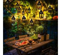 Lucine LED solare lampada solare da esterno decorazione per balcone a forma di lanterna, plastica nera, 10x LED bianco caldo, L 200 cm, terrazza