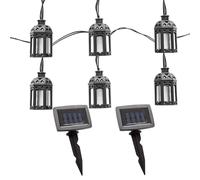 Lucine luci solari da esterno Lampada solare a LED Lampada da giardino decorativa a forma di lanterna, plastica nera, 20x LED bianco caldo, L 200 cm