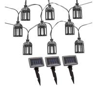 Lucine solari Luci solari per esterni Lampada solare a LED Lampada da giardino decorativa a forma di lanterna, plastica nera, 30x LED bianco caldo, L 200 cm