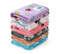 Luciphia 1 confezione da 6 coperte per cani e gatti, in morbido pile per animali domestici, calde, graziose, con stampa a forma di zampa di cane, piccola (58,4 x 40,6 cm)