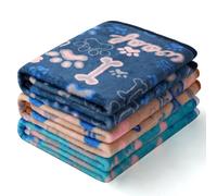 luciphia 3 Pezzi Coperta per Cane/Gatto Lavabile Soffice Durevole, Morbida e Calda Flanella,Zampa d'osso,Large (104 * 76cm)