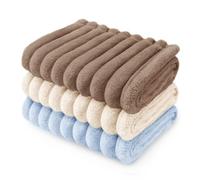 luciphia 3 Pezzi Coperta per Cani Gatto Lavabile Soffice Durevole, Morbida e Calda Flanella, Tappetino Protezione per Mobili Bambini Cane Gatti Marrone Beige Blu 45_x_75_cm