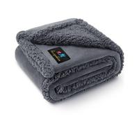 luciphia Coperta impermeabile per animali domestici, a prova di pipì, coperta per cani, divano, letto, divano, reversibile, in pile Sherpa, per cani di taglia piccola, media e grande, grigio scuro, M