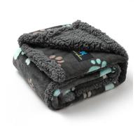 luciphia Coperta Impermeabile per Cani, Gatti, Animali, Soffice a Doppio Strato, Anti-Pipì Resistente ai Liquidi Coperte per Animali Domestici Per Divani Zampa Stampa Grigio Scuro L (145 * 165cm)