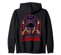 Lucipurr Cat Conjuring Sarcastic Retro Funny Adult Humor Felpa con Cappuccio