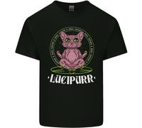 Lucipurr Demonic Hail Satana Gatto Evil Uomo Cotone T-Shirt