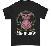 Lucipurr Demonic Hail Satana Gatto Evil Uomo T-Shirt 100% Cotone