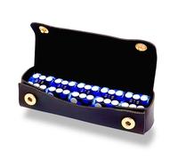 Luck Lab Set di 5 dadi da casinò di grado AAA da 19 mm, con bordi di rasoio e numeri di serie corrispondenti e custodia per dadi in pelle, blu