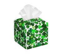 Luck O' The Irish Shamrocks - Portafazzoletti quadrato in pelle, organizer decorativo di alta qualità con base antiscivolo per mobiletto del bagno, comodino, piano d'appoggio