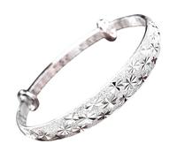 Luck Trader Bracciale rigido regolabile in argento Sterling con stella taglio diamante, regalo per la festa della mamma, compleanno, Natale