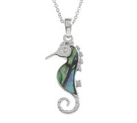 Luck Trader Collana con ciondolo a forma di cavalluccio marino, vera conchiglia di paua, regalo per lei, mamma, sorella, Natale, compleanno, Misura unica, Acciaio inossidabile, Nessuna pietra preziosa
