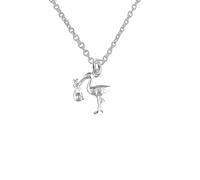 Luck Trader Collana con ciondolo a forma di cicogna in argento Sterling, catenina da 46 cm, in argento 925, regalo per neomamme, baby shower