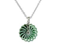Luck Trader Collana con ciondolo a forma di fiore dell'amore in giada e argento Sterling certificato, catenina da 45,7 cm, ciondolo 2,5 cm di diametro.